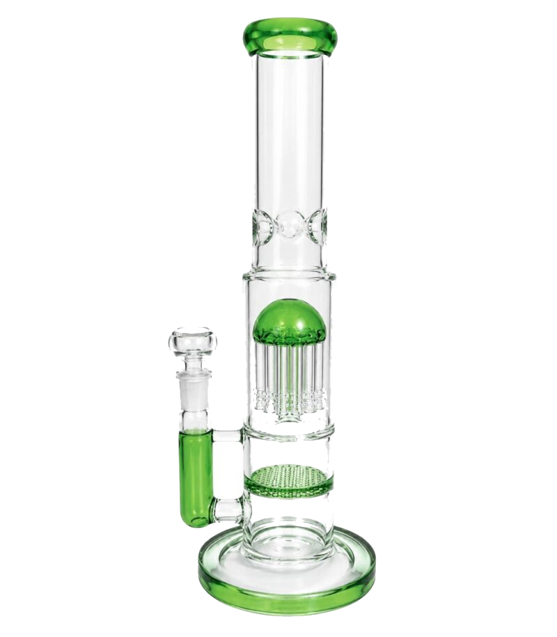 Heavy glass bong with honeycomb